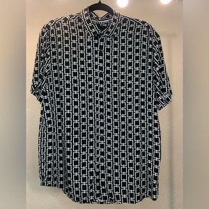 Cactus Man black and white print casual shirt